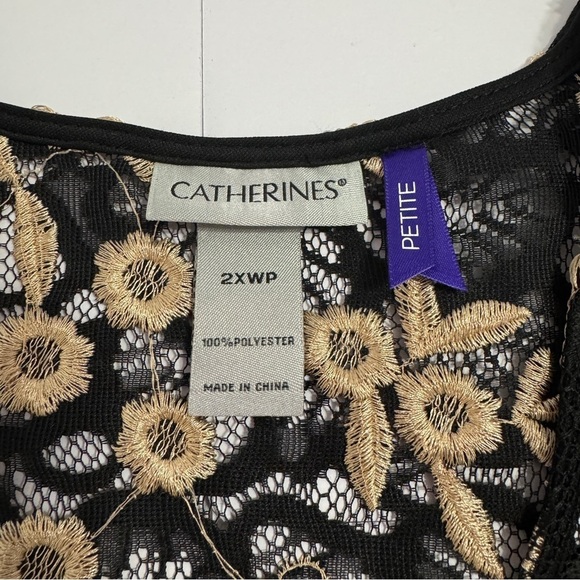 Catherines 2XWP Petite Black Floral Lace Kimono Jacket Duster - Picture 5 of 7